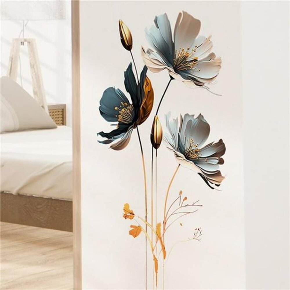 3D Floral Wall Stickers Waterproof Removable Wall Decals for Home Decor